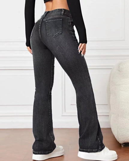Denim High Waist Loose And Slimming Bootcut Trousers