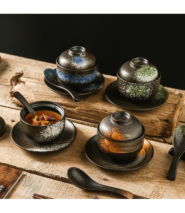 Japanese Style Tableware Ceramic Soup Bowl With Lid Tureen
