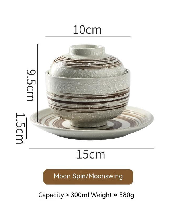 Japanese Style Tableware Ceramic Soup Bowl With Lid Tureen