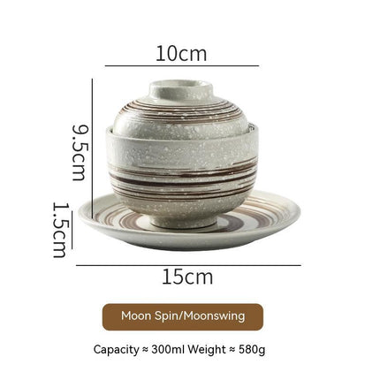 Japanese Style Tableware Ceramic Soup Bowl With Lid Tureen