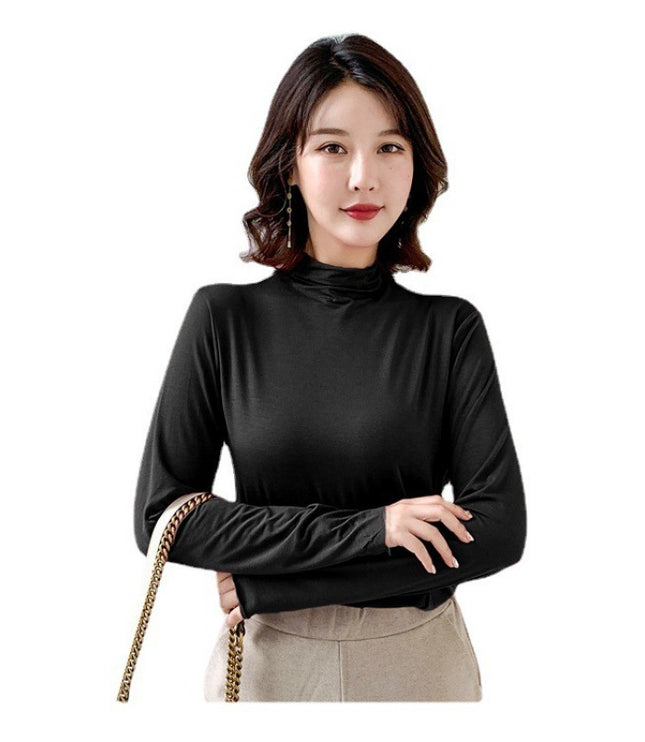 Half Turtleneck Solid Color Inner Wear Slim Fit Long-sleeved T-shirt Women
