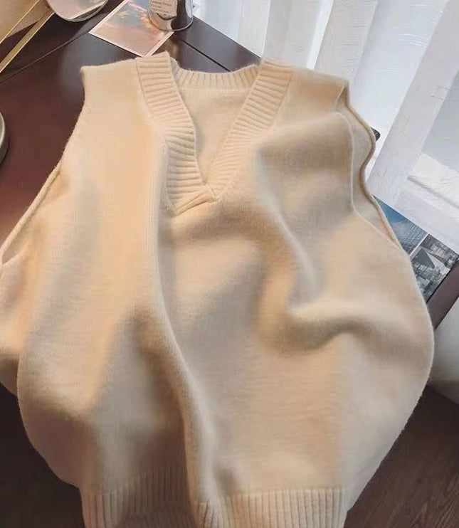 Inner Wear Sleeveless Knit Vest Collar Sweater Vest For Women