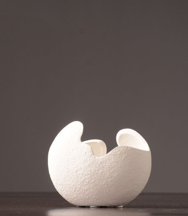 Simple white ceramic vase decoration