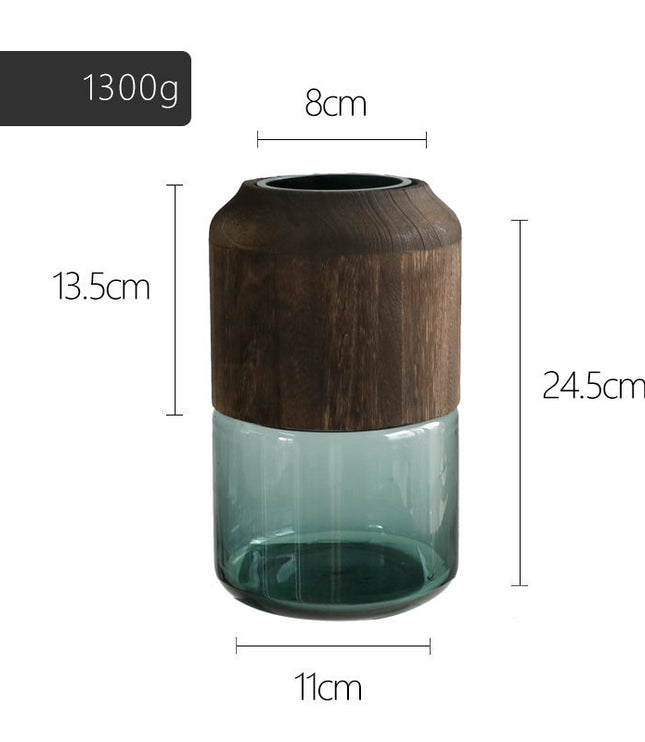 Nordic Glass Vase with Solid Wood Lid