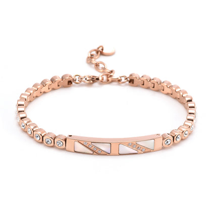 Unisex Geometric Titanium Steel Bracelet – Polished Finish in Steel, Gold, or Rose Gold