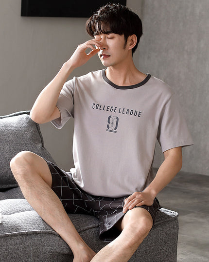 Pajamas Men's Summer Cotton Short Sleeve Shorts Suit