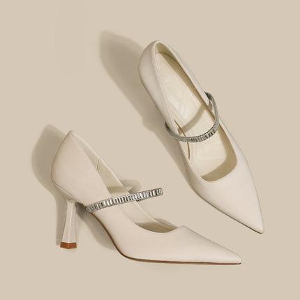 Women's Black High Heels Stiletto Pointed Toe Sandals With Skirt