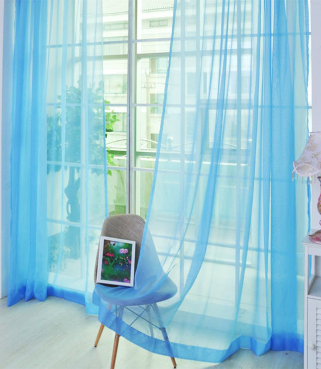 Solid Color Glass Mesh Curtains Transparent Color Ready-made Curtain Punch-free
