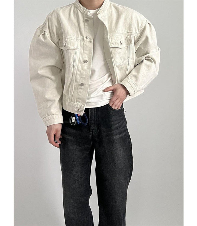 Loose Lapel Short Denim Coat