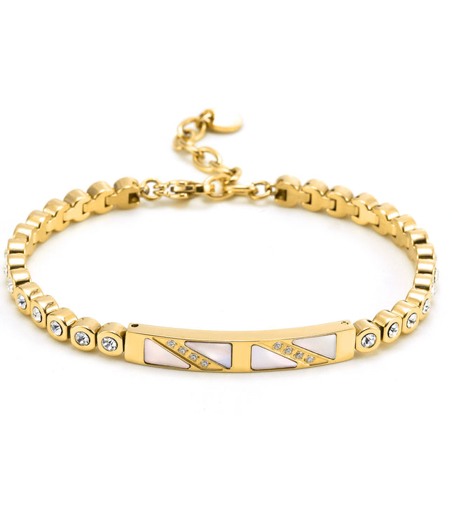 Unisex Geometric Titanium Steel Bracelet – Polished Finish in Steel, Gold, or Rose Gold