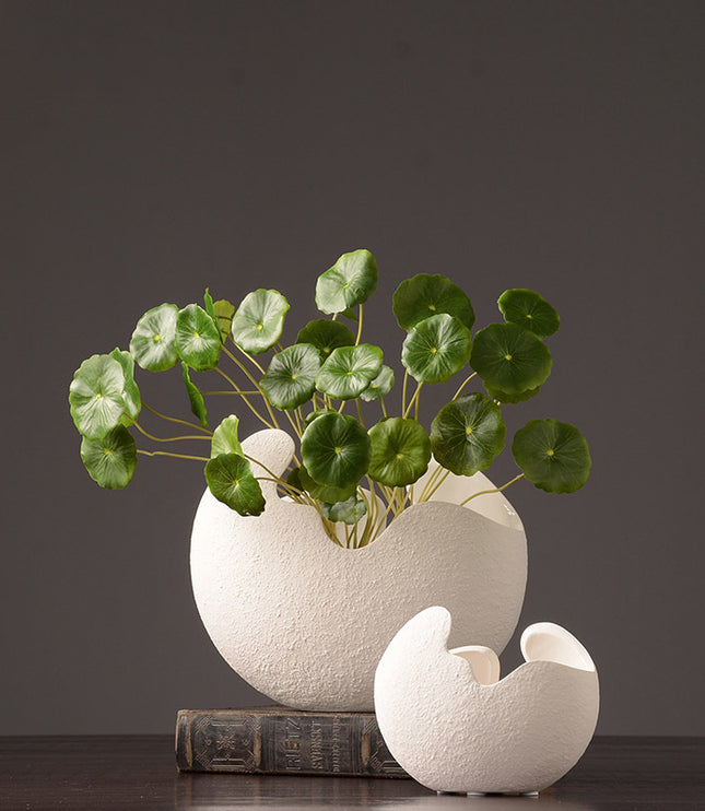 Simple white ceramic vase decoration