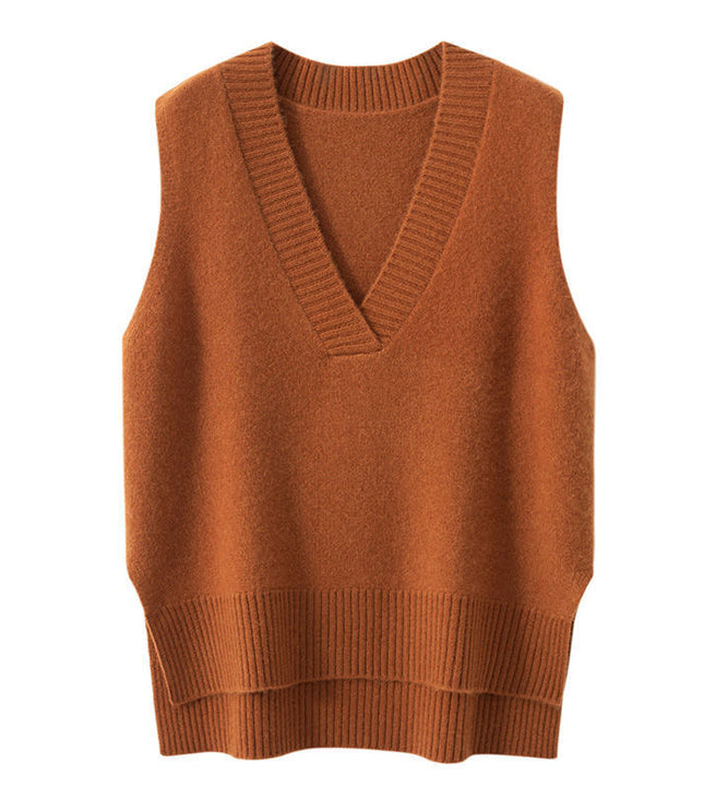 Inner Wear Sleeveless Knit Vest Collar Sweater Vest For Women