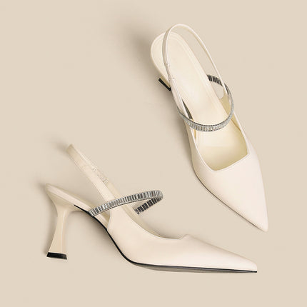 Women's Black High Heels Stiletto Pointed Toe Sandals With Skirt