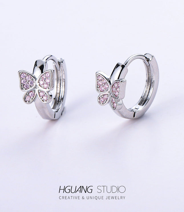 Zircon-Inlaid Personality Earrings – Copper & Medical Titanium Steel in Platinum or Gold Finish