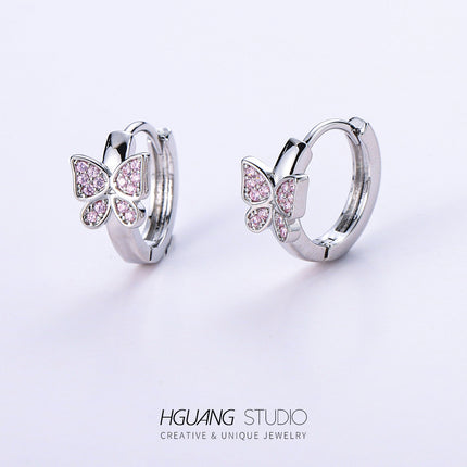 Zircon-Inlaid Personality Earrings – Copper & Medical Titanium Steel in Platinum or Gold Finish