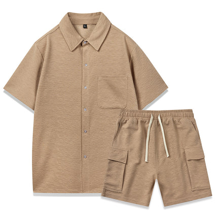 Elastic Waist Shorts Plain Young Two-piece Set