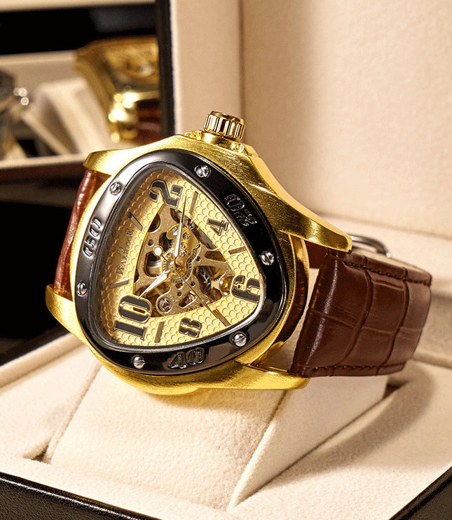 European And American Style Men's Fashion Casual Hollow Triangle Mechanical Watch