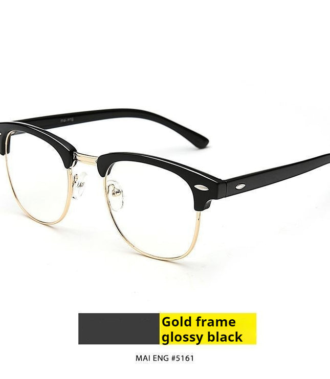 Simple Black Semi-rimless Myopia Glasses