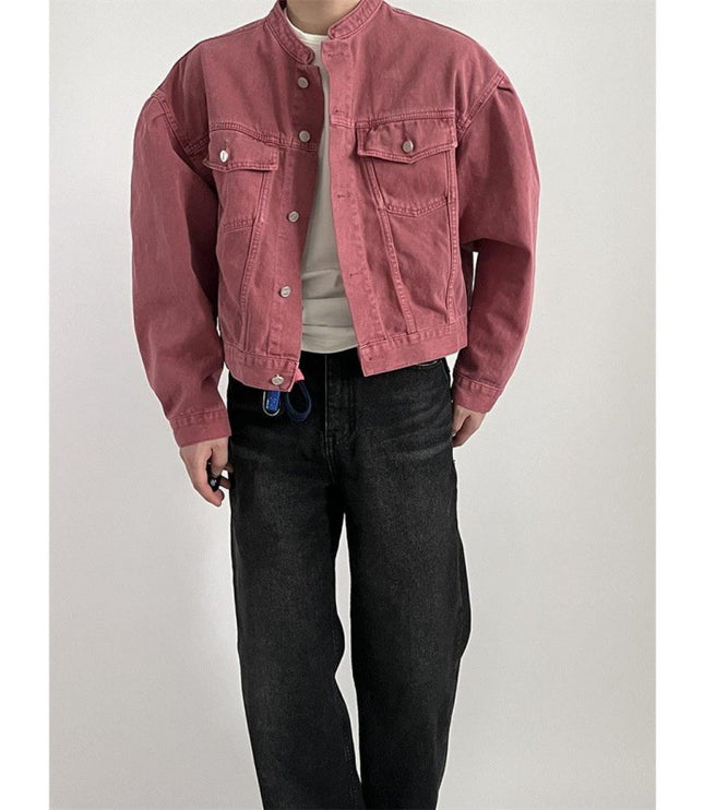 Loose Lapel Short Denim Coat