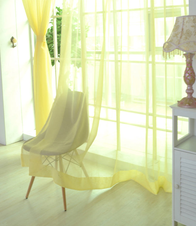 Solid Color Glass Mesh Curtains Transparent Color Ready-made Curtain Punch-free
