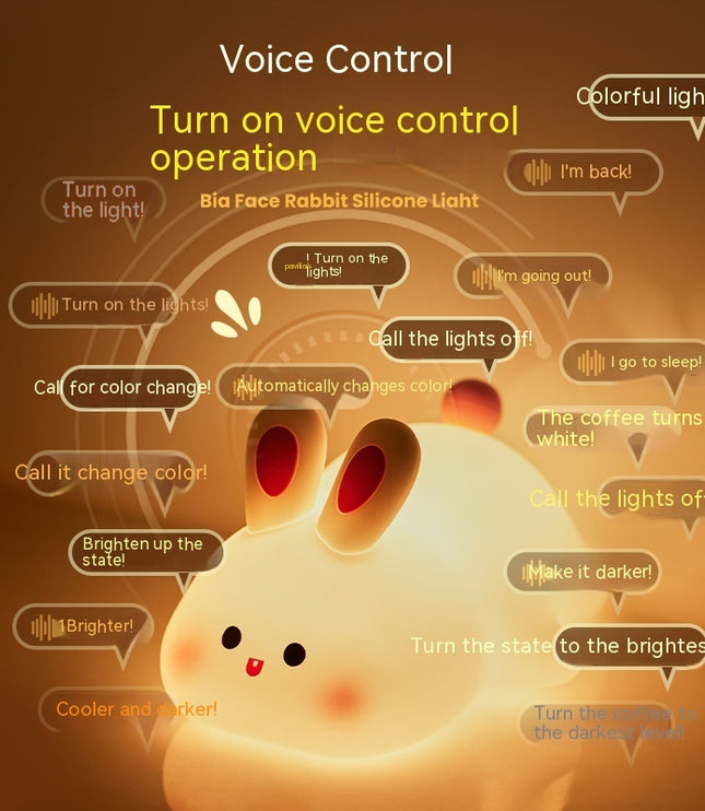 Cute LED Night Light Touch Sensor Cartoon Kid's Nightlights Big Face Rabbit Silicone Night Light Christmas Gift Bedside Lamp Home Decor