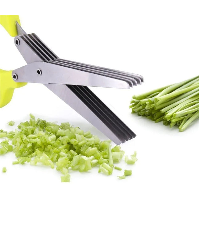 Multifunctional Multi-layer Green Onion Scissors Stainless Steel Onion Cutting Knife Herb Seaweed Spice Scissors Kitchen Scissor Kitchen Gadgets