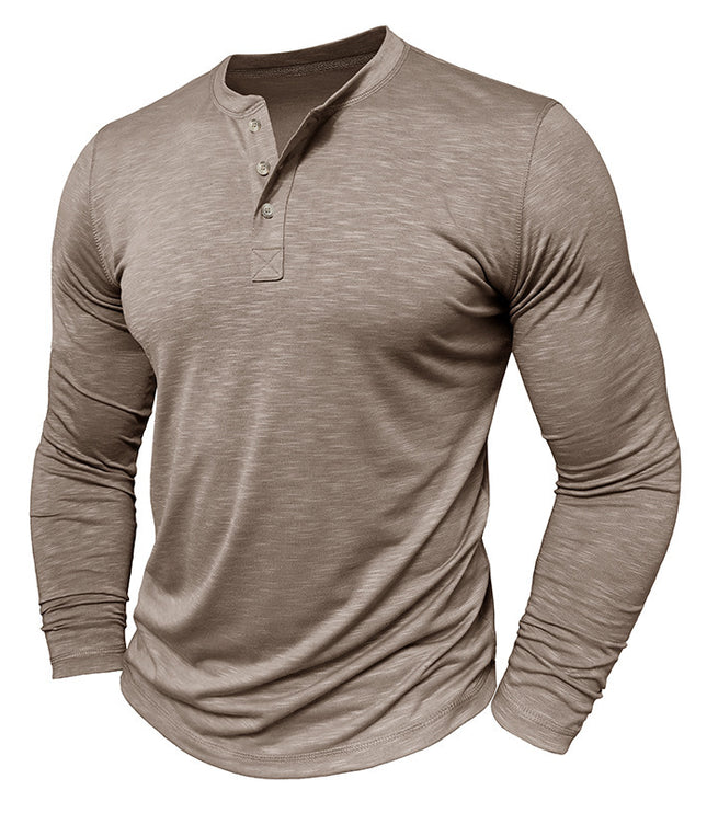 Men's Long-sleeved Henry Collar T-shirt