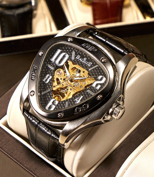 European And American Style Men's Fashion Casual Hollow Triangle Mechanical Watch