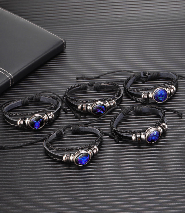 Zodiac Constellation Bracelet Braided Design Bracelet For Men Women Kids