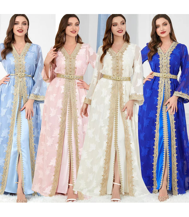 New National Style Embroidered V-neck Elegant Temperament Dress