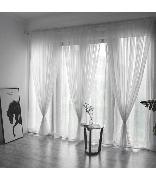 Solid Color Glass Mesh Curtains Transparent Color Ready-made Curtain Punch-free