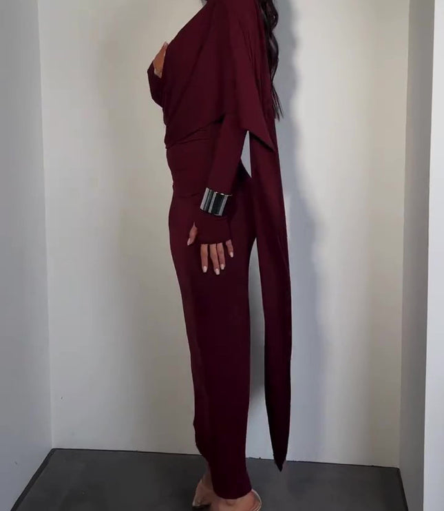 Brown Turtleneck Long-sleeved Slim Dress