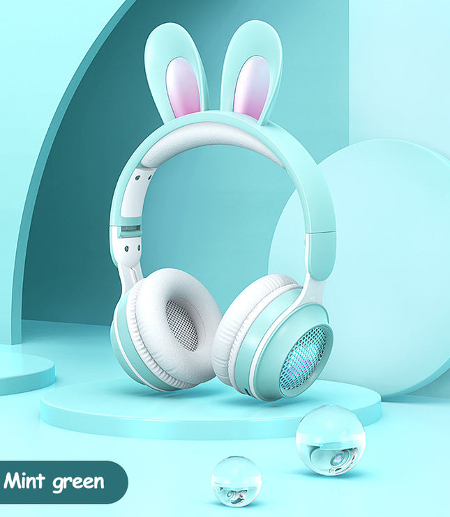 Rabbit Ear Headphones Wireless Luminous Extendable Wheat Headphones