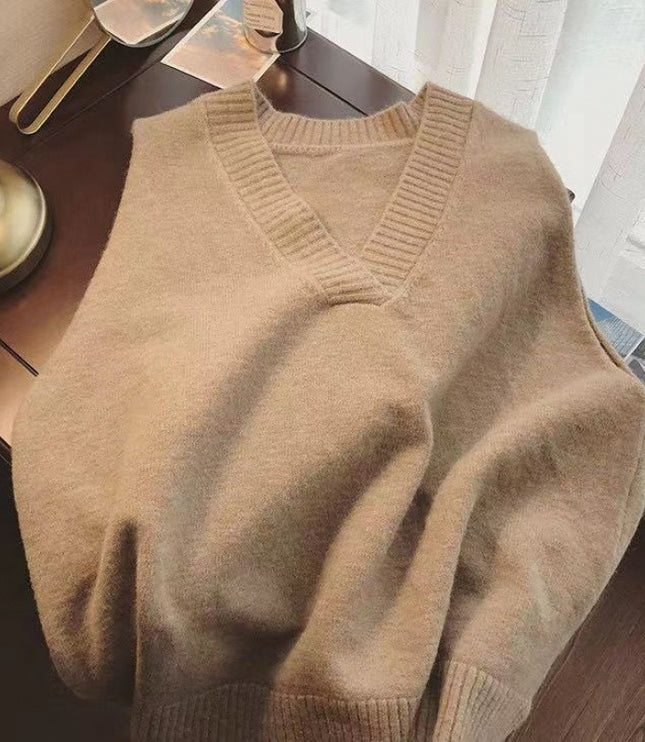 Inner Wear Sleeveless Knit Vest Collar Sweater Vest For Women