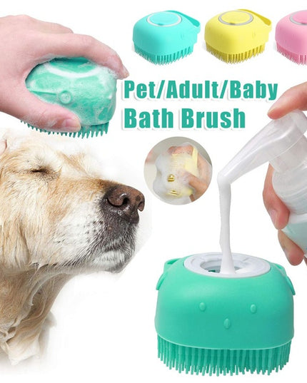 Silicone Dog Bath Massage Gloves Brush Pet Cat Bathroom Cleaning Tool Comb Brush For Dog Can Pour Shampoo Dog Grooming Supplies