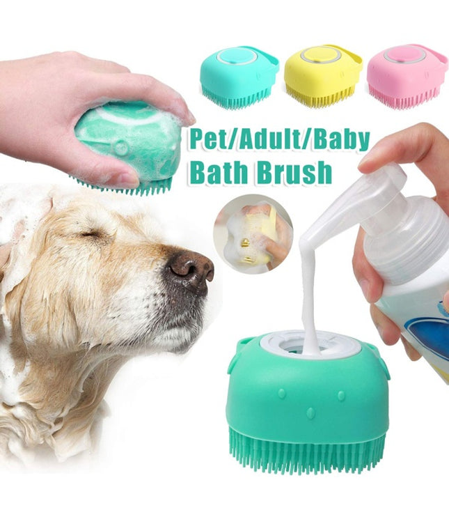 Silicone Dog Bath Massage Gloves Brush Pet Cat Bathroom Cleaning Tool Comb Brush For Dog Can Pour Shampoo Dog Grooming Supplies