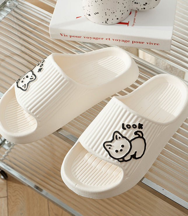 Cute Cat Slippers Summer Women Home Shoes Bath Thick Platform Non-Slip Slides Indoor Outdoor
