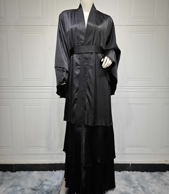 Muslim Fashion Solid Color Robe Abaya Outer Wear Cardigan
