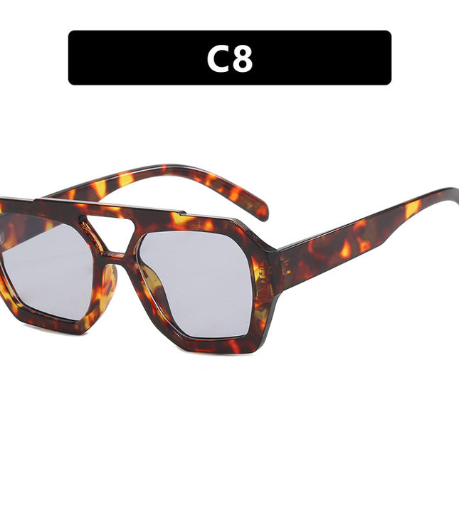 Ins Big Frame Leopard Sunglasses Summer Sunshade Beach Vacation Glasses