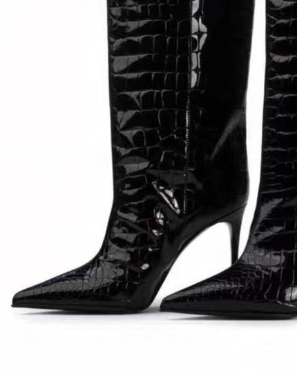 High Heel Shoes Suede Large Tube Circumference High Leg Boot