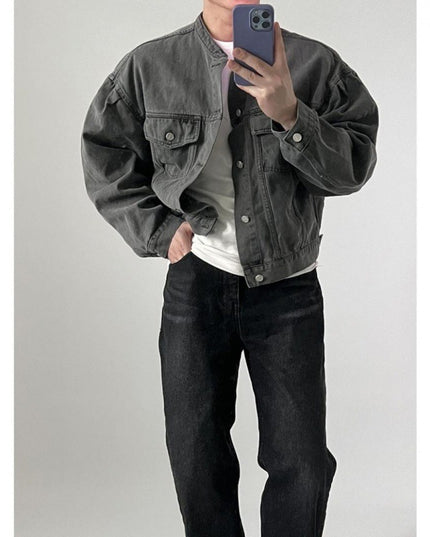 Loose Lapel Short Denim Coat