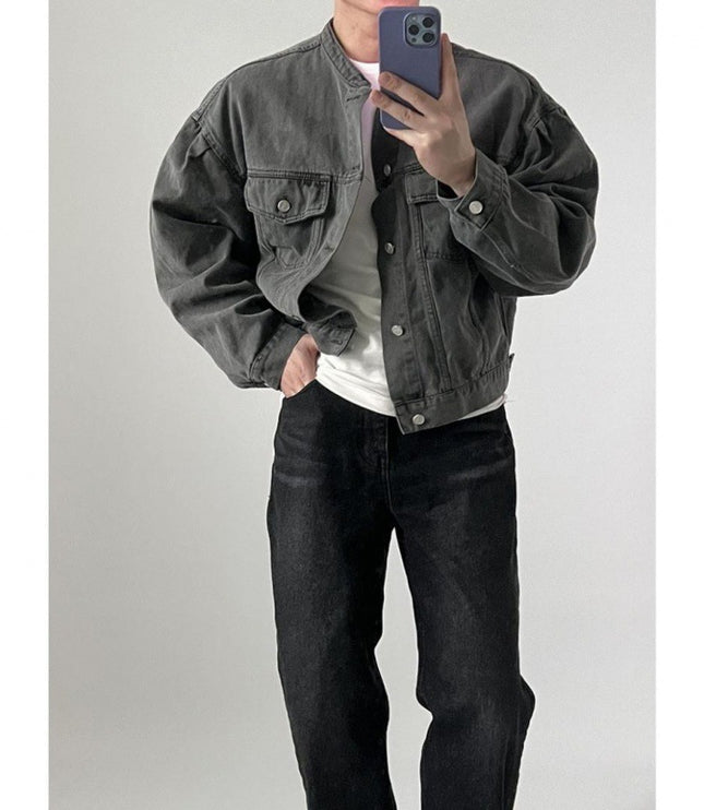 Loose Lapel Short Denim Coat