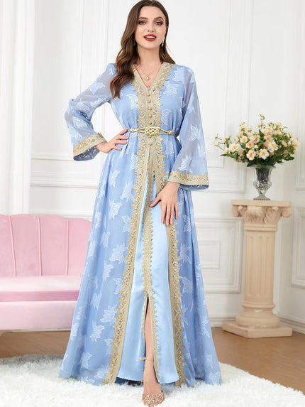 New National Style Embroidered V-neck Elegant Temperament Dress