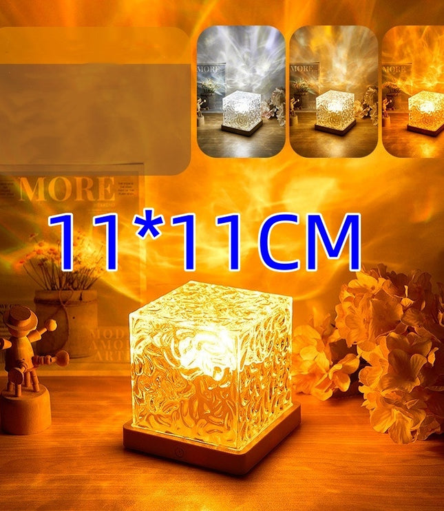 LED Water Ripple Ambient Night Light USB Rotating Projection Crystal Table Lamp RGB Dimmable Home Decoration 16 Color Gifts