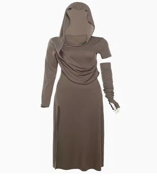 Halloween High Waist Sheath Dress Dark Witch Party Costume