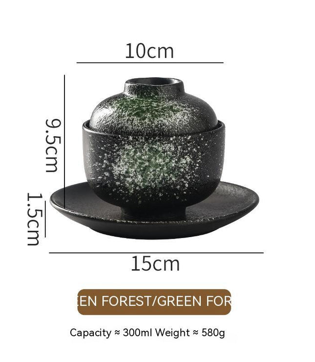 Japanese Style Tableware Ceramic Soup Bowl With Lid Tureen