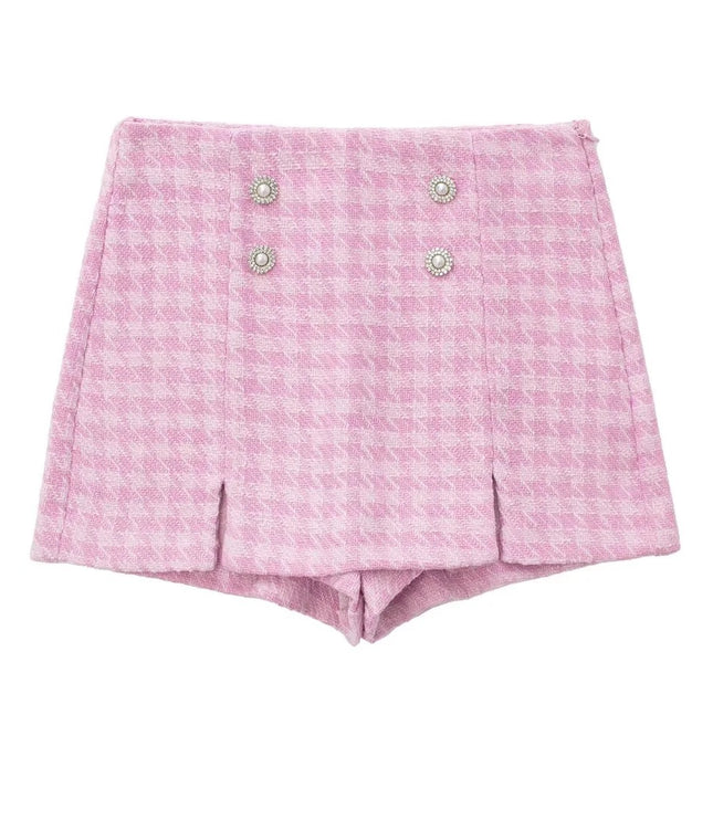 Houndstooth Texture Casual Suit Jacket Textured Culottes Suit For Women