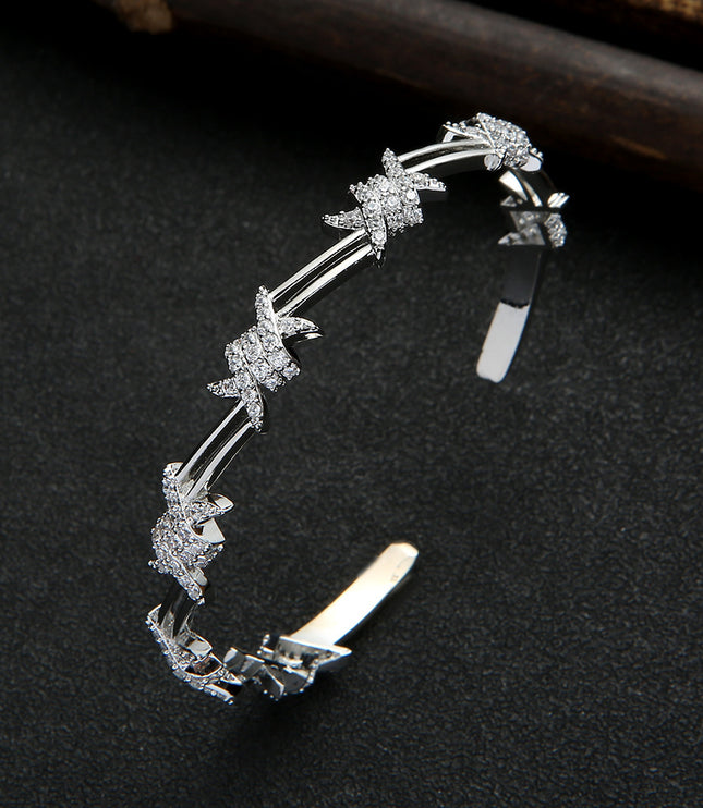 Geometric Zircon Open-ended Bracelet Formal Dress Accessories