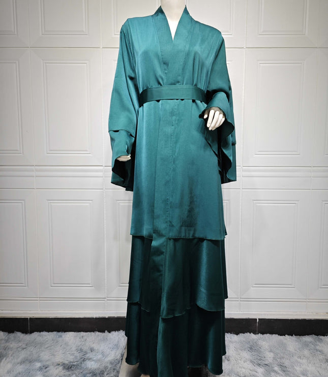 Muslim Fashion Solid Color Robe Abaya Outer Wear Cardigan