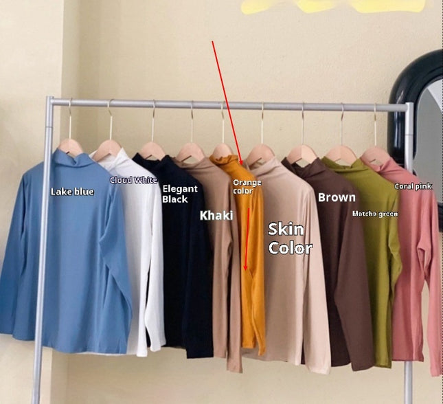 Half Turtleneck Solid Color Inner Wear Slim Fit Long-sleeved T-shirt Women
